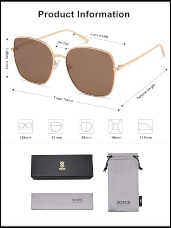 Oversized Square Metal Frame Sunglasses UV400 Protection Retro Style